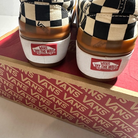 Vans stacked platform checkered board slip on sneaker white black size 10 - Picture 11 of 13